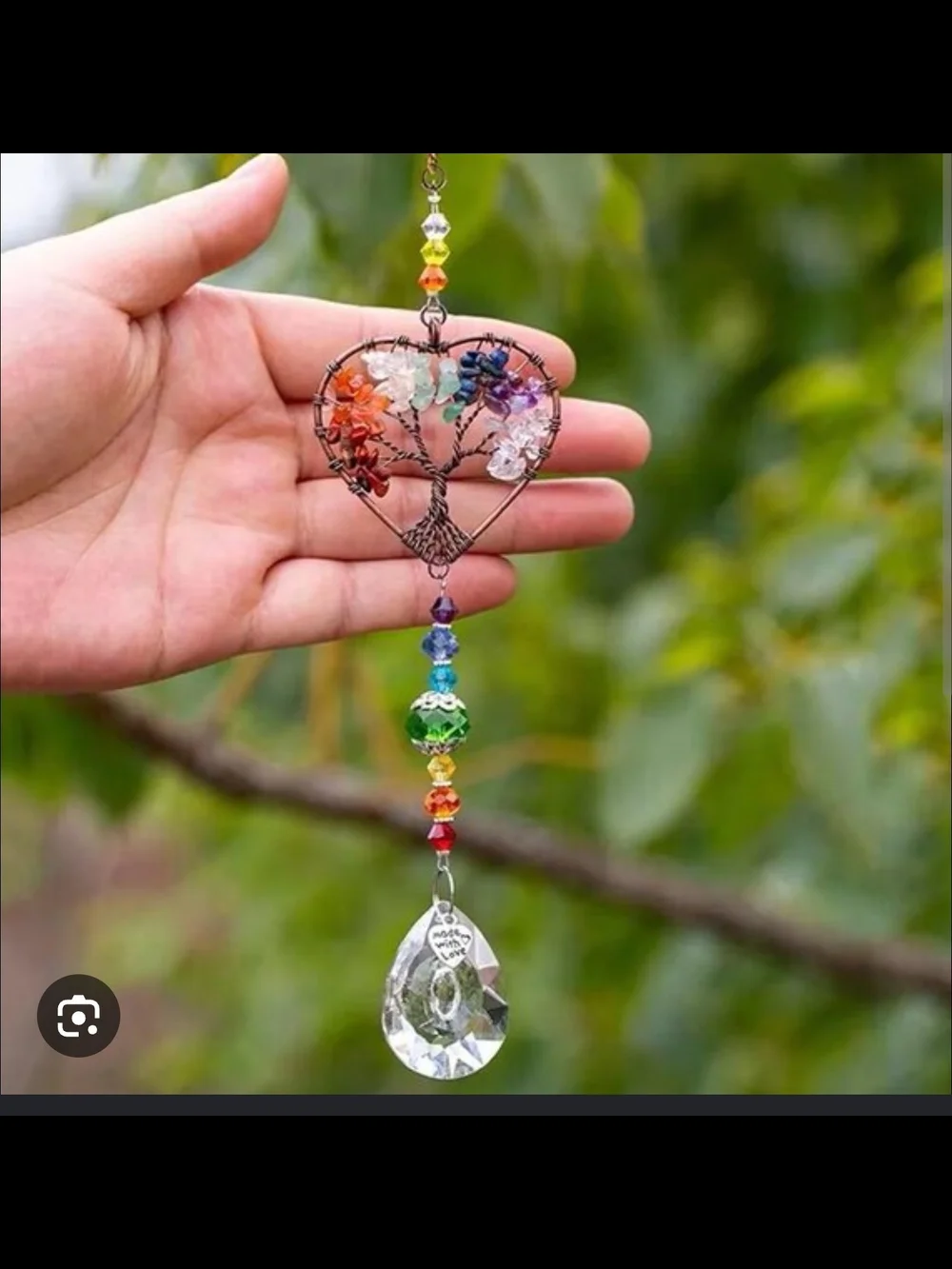 Heart Tree of Life Rainbow Crystal Suncatcher